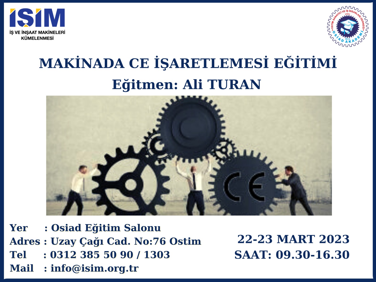 MAKİNADA CE İŞARETLEMESİ EĞİTİMİ