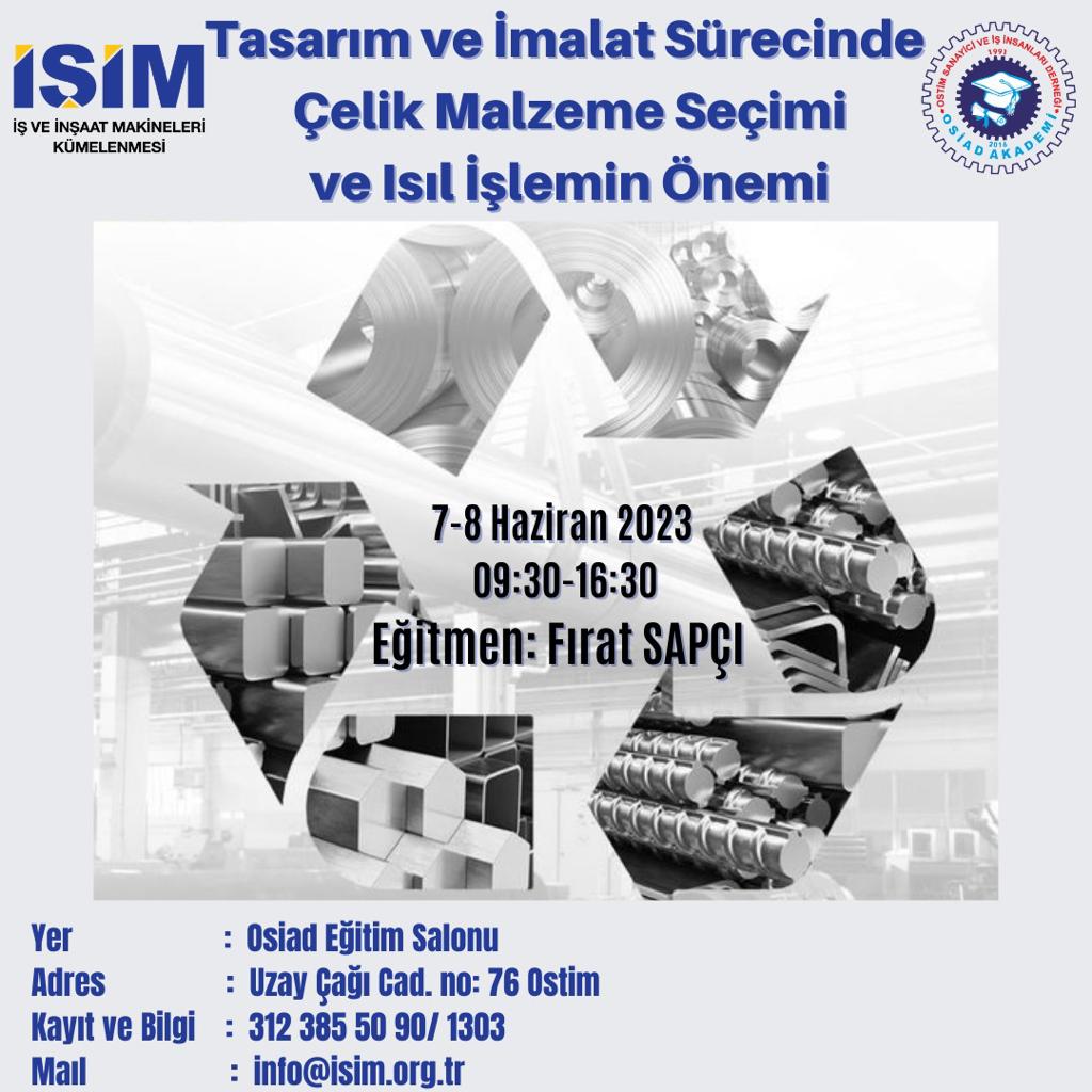 TASARIM VE İMALAT SÜRECİNDE ÇELİK MALZEME SEÇİMİ VE ISIL İŞLEMİN ÖNEMİ EĞİTİMİ