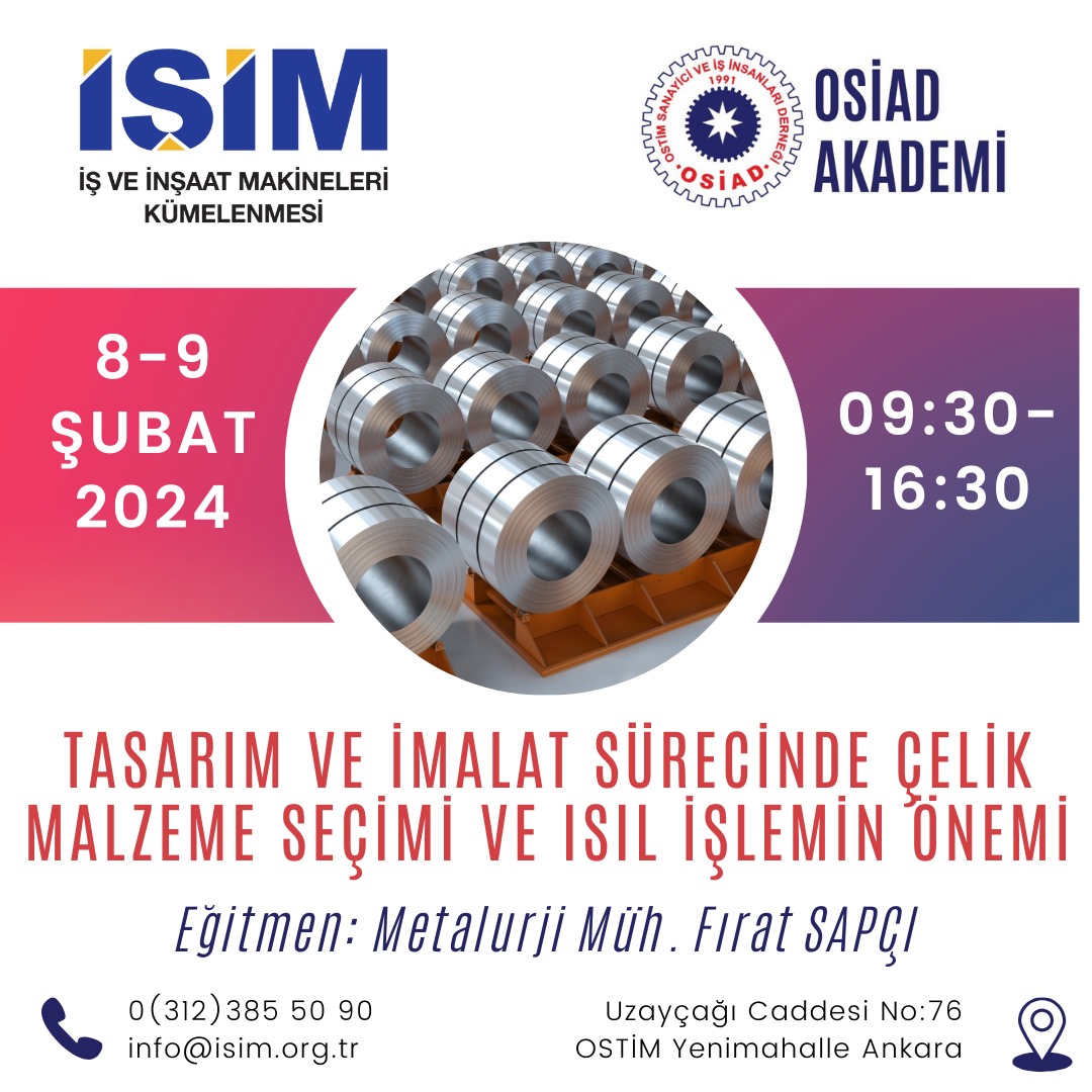 Tasarım ve İmalat Sürecinde Çelik Malzeme Seçimi ve Isıl İşlemin Önemi Eğitimi