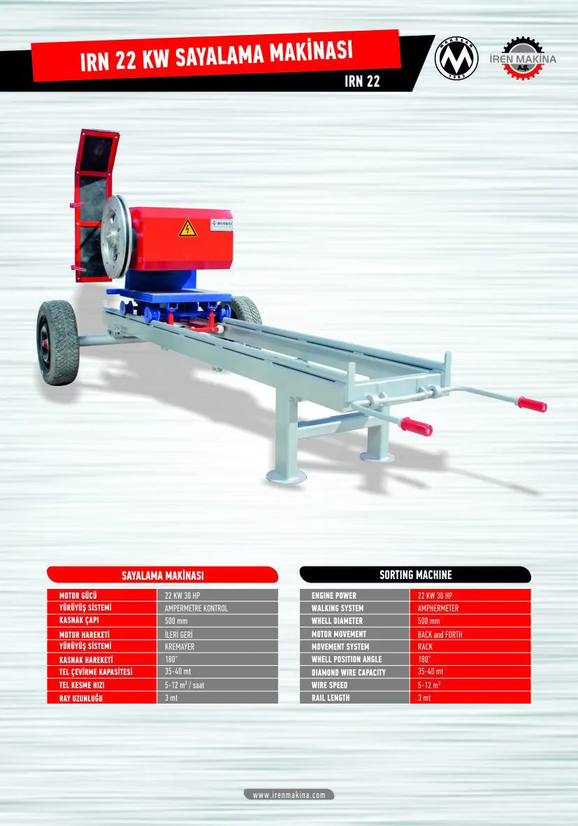 İREN 22 KW SAYALAMA CUTTING MACHINE