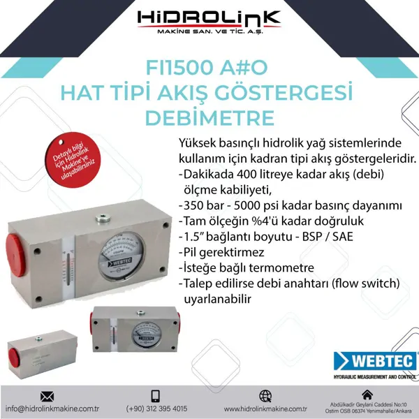 Webtec FI1500 A#O Hat Tipi Akış Göstergesi Debimetre