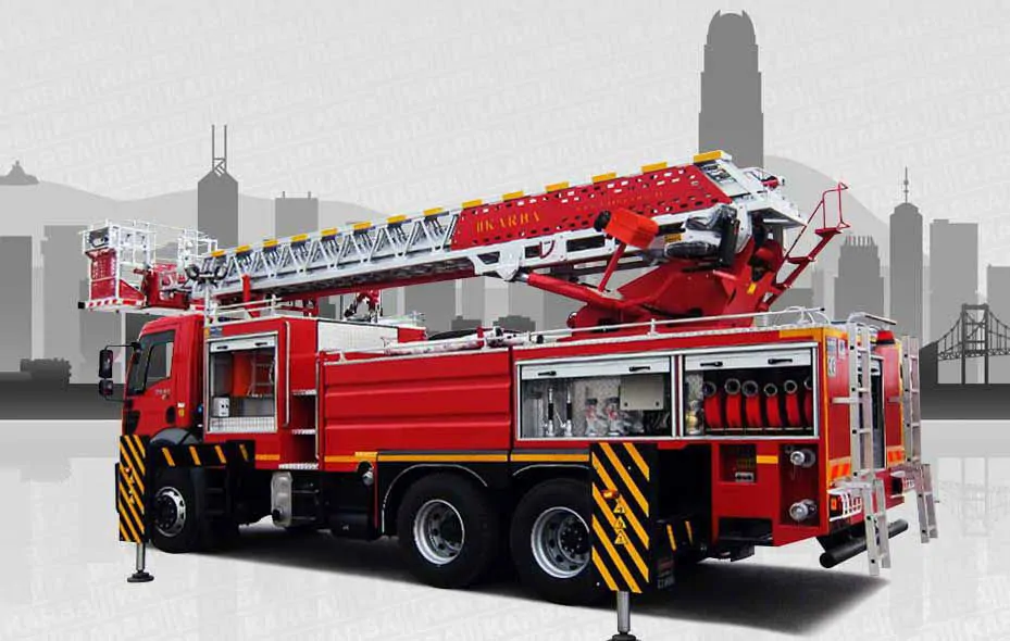 Fire trucks with ladders